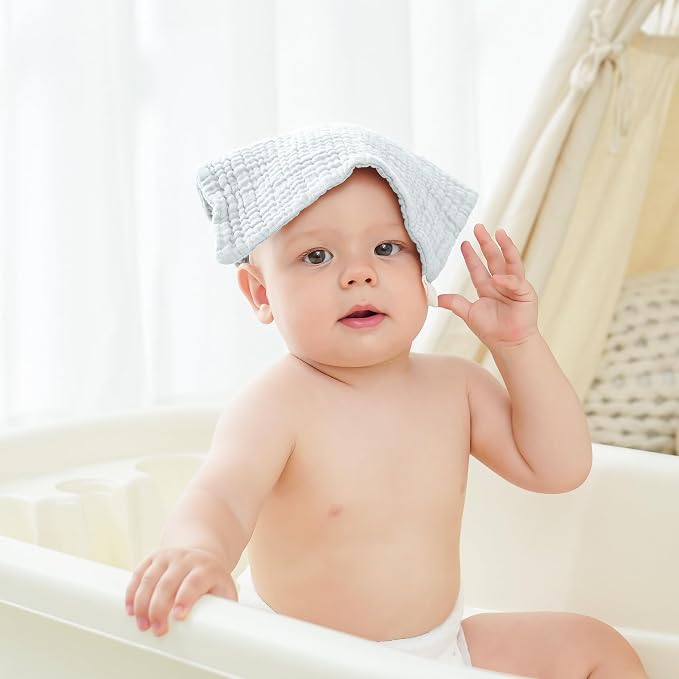 Bearmoss 12 Pack Baby Muslin Washcloths, 100% Cotton 10"x10" Face Towels - Image 6
