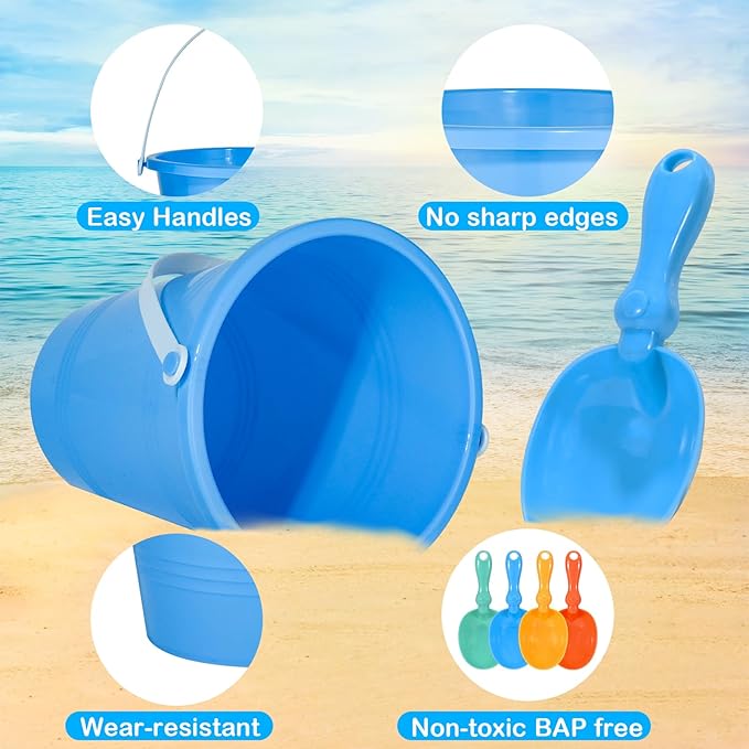 Holady Beach Toys Sand Toys Beach Shovels Beach Pail Set for Kids Summer Beach Essentials Outdoor Sand Play Fun Activities Beach Pails & Shovels