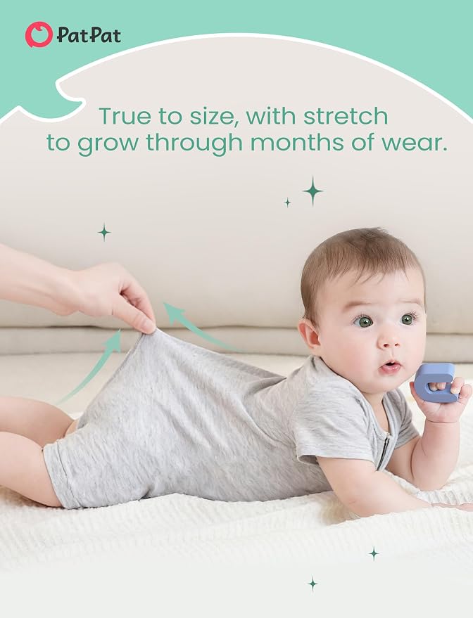 PATPAT Baby Boy and Girl Bamboo Viscose 2-Pack Romper | 2-Way Zipper, Soft and - Image 5