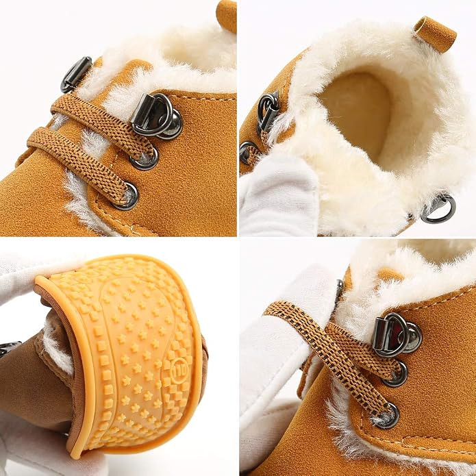 Baby Boys Girls Booties Fleece Anti-Slip Soft Sole Boots Toddler First Walker - Image 6
