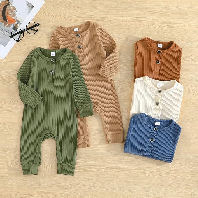 Bafeicao Baby Boy Girl 2/3 Pack Solid Romper Ribbed Short/Long Sleeve | - Image 6