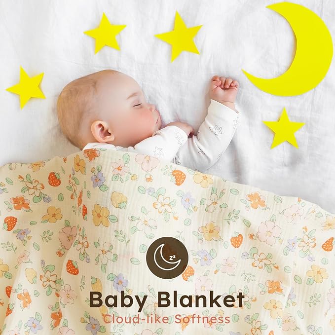 RILIHO 5 Pack Muslin Swaddle Blankets & Baby Burp Cloths, Soft & Breathable - Image 4