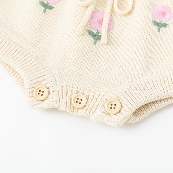 Simplee kids Baby Girl Romper, Sleeveless Pompoms Square Neck | Soft Breathable - Image 7