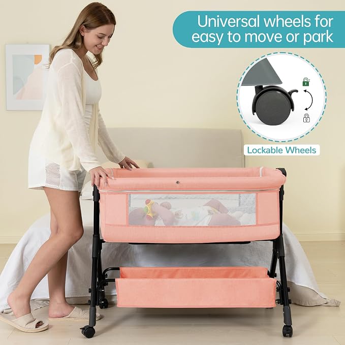 BCOL Baby Bassinet Sleeper, Adjustable Baby Crib, Rocking Bassinets Bedside - Image 5