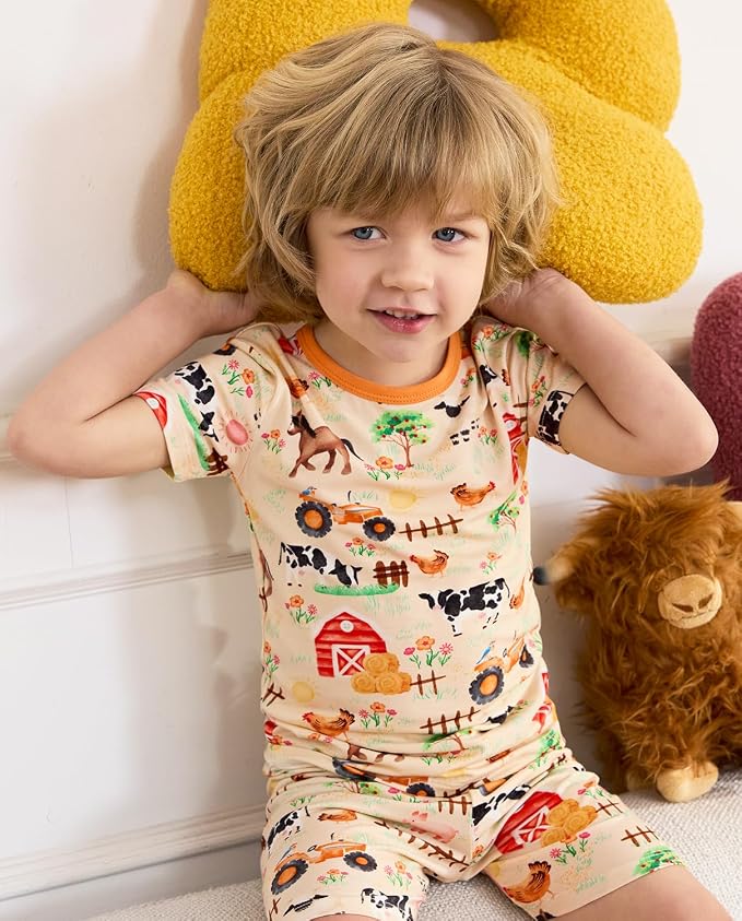 babee Reshinee Bamboo Viscose Toddler Boys Pajamas Set, Short Sleeve Kids - Image 5