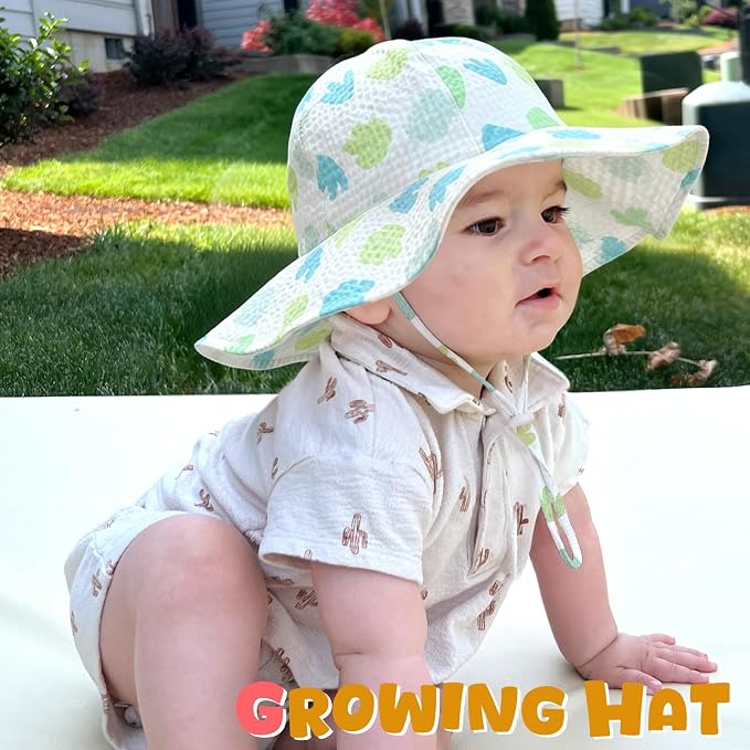 HONGTEYA Baby Sun Hat Wide Brim Adjustable Toddler Beach Bucket Hat | Soft - Image 4