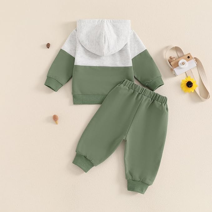 Infant Baby Boy Fall Winter Clothes Outfit Hooded Long Sweatshirt Pant Set - Image 4