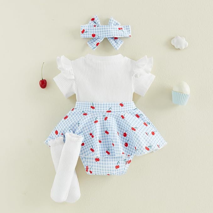 Giraropa Newborn Baby Girl Clothes Smocked Bubble Romper Dress + Socks + - Image 5