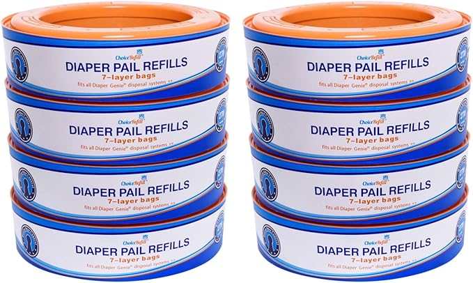 Compatible with Diaper Genie Pails, 8-Pack, 2160 count