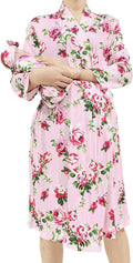SUFEINI Maternity Robe and Matching Baby Swaddle Blanket Set, Mommy Robe by SUFEINI