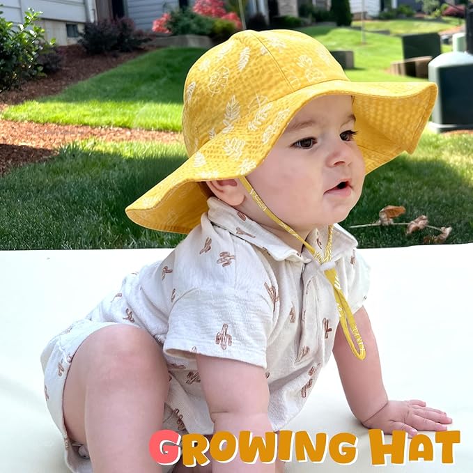 HONGTEYA Baby Sun Hat Wide Brim Adjustable Toddler Beach Bucket Hat | Soft - Image 6