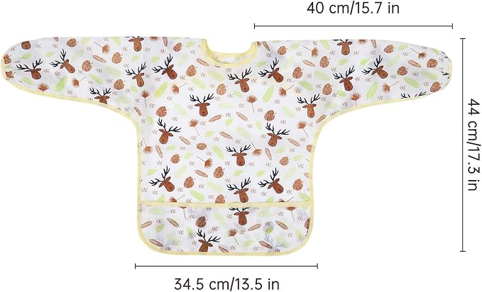 Accmor 4 Pack Long Sleeve Bibs, Baby Smock Waterproof Full Sleeved Bib - Image 7