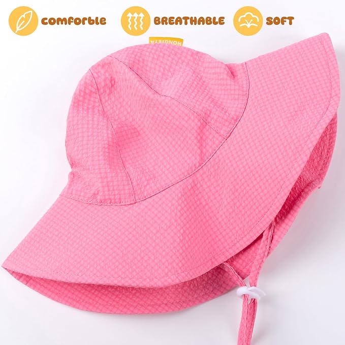 HONGTEYA Baby Sun Hat Wide Brim Adjustable Toddler Beach Bucket Hat | Soft - Image 5