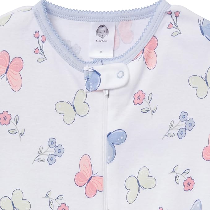 Gerber Baby Girls 2-Pack Footed Pajamas - Image 4
