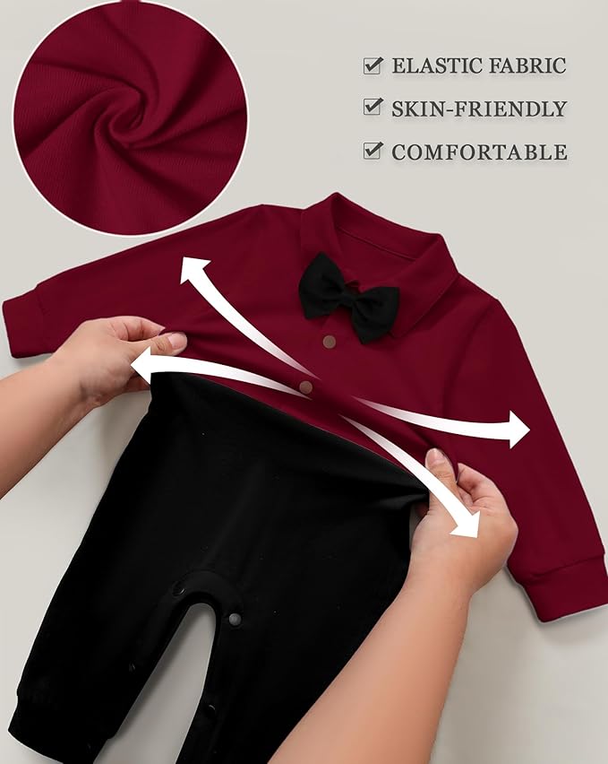 Baby Boy Clothes Gentleman Baby Suit Long Sleeve Romper+Vest+Bow Tie+Corsage 4Pcs Boys Formal Jumpsuit