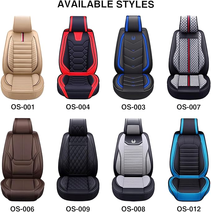OASIS AUTO Car Seat Covers Premium Waterproof Faux Leather Cushion Universal Accessories Fit SUV Truck Sedan Automotive Vehicle Auto Interior Protector Full Set (OS-001 Brown)