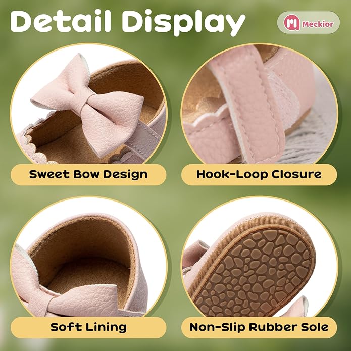 Meckior Infant Baby Girls Soft Sole Bowknot Princess Wedding Dress Mary Jane - Image 4