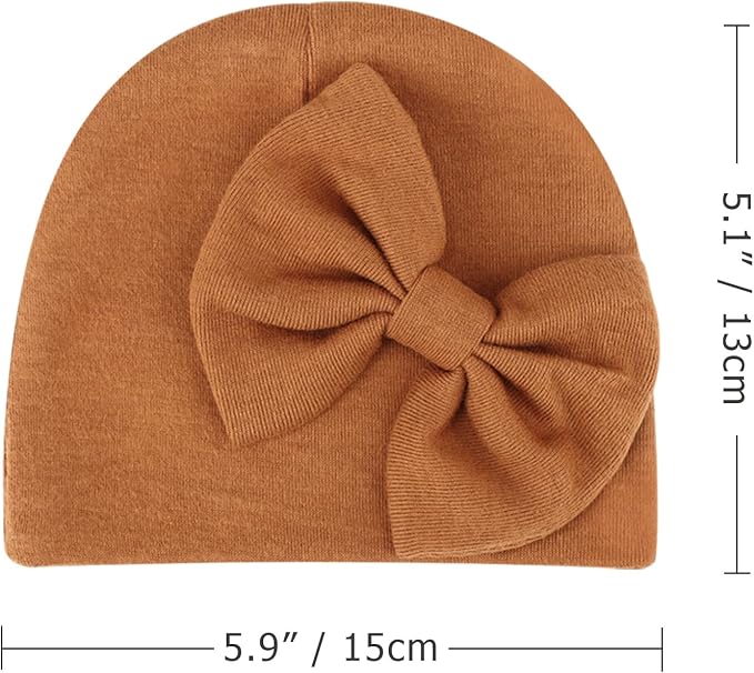 BQUBO Newborn Baby Girls Hats Mittens Set Hospital Hat Beanie Infant Bow Hats - Image 6