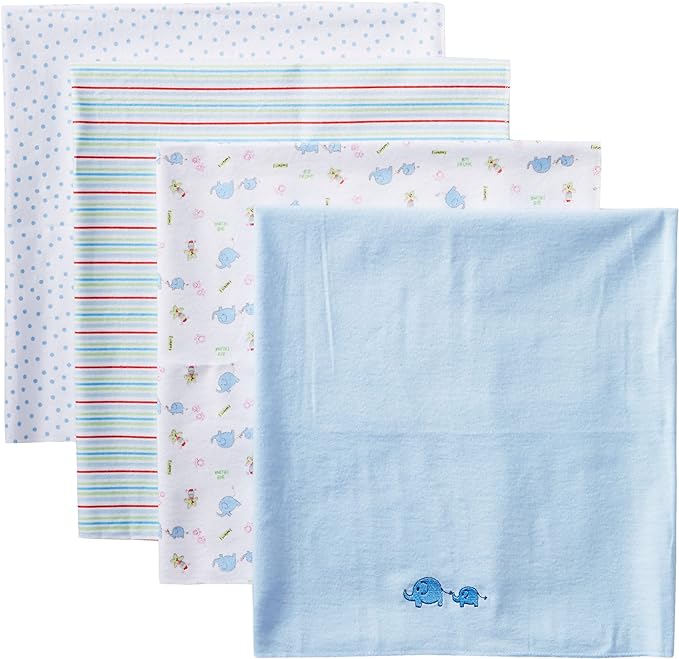 Spasilk Baby 4 Pack 100% Cotton Flannel Receiving Blanket by Spasilk