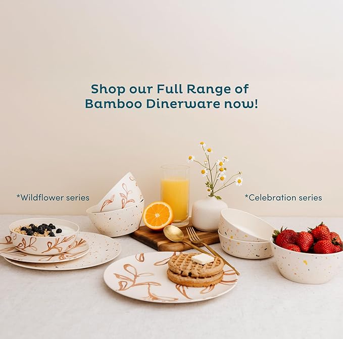 Nook Theory 4 Pack Bamboo Bowls - 22 Oz Reusable Bowl, Dishwasher Safe - Not Microwavable Bamboo Dishes (Confetti)