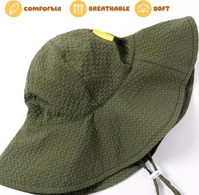 HONGTEYA Baby Sun Hat Wide Brim Adjustable Toddler Beach Bucket Hat | Soft - Image 4