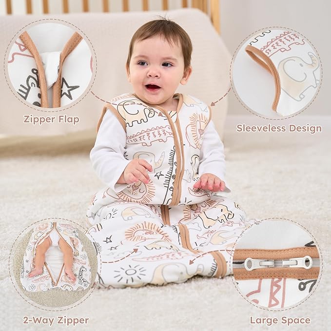 Yoofoss Baby Sleep Sack 0-6 Months, TOG 2.5 Baby Wearable Blanket with 2-Way Zipper, 100% Organic Cotton Fabric Winter Newborn Sleeping Sack, Warm Soft Comfy(Small)
