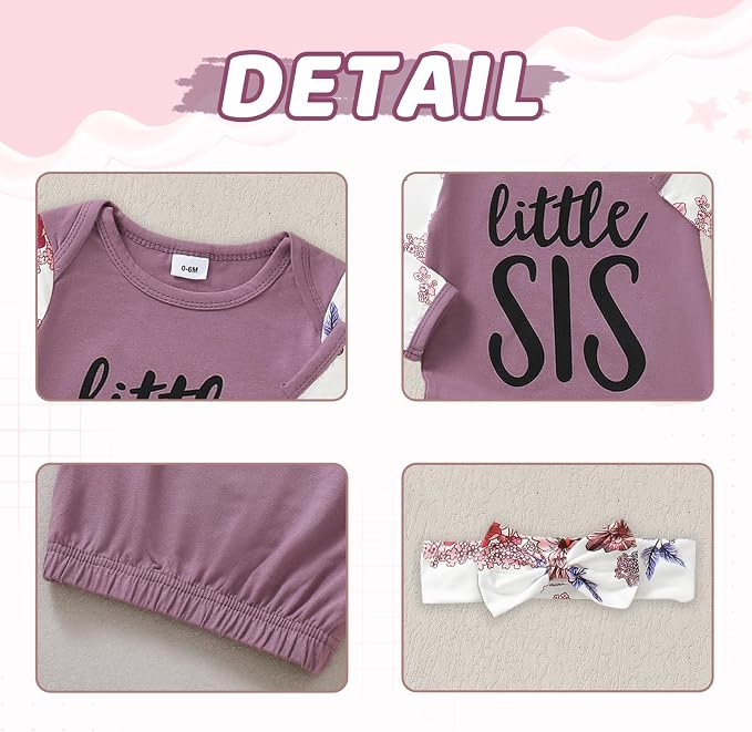 AMAWMW Newborn Baby Girl Little Sister Sleeper Gown Stripe Long Sleeve - Image 6