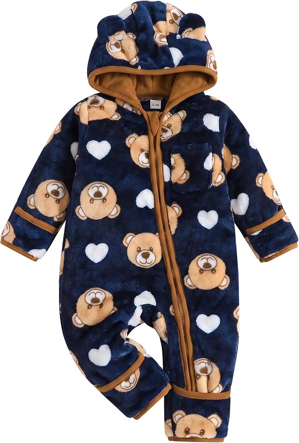 Jecson Baby Snowsuit Newborn Bear Hooded Fleece Outfit Baby Clothes 0M-12M by WarmthLoveinStitches