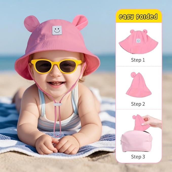 Baby Bucket hat Cute Infant Bear Sun Hat Summer Girls Boys Cap | Bear Cute - Image 6