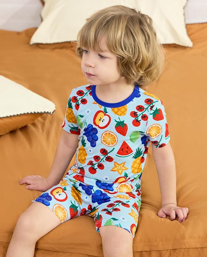 babee Reshinee Bamboo Viscose Toddler Boys Pajamas Set, Short Sleeve Kids - Image 8