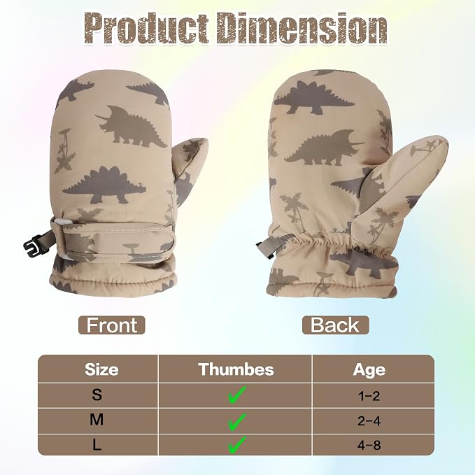 Toddler Mittens Lined Fleece Snow Gloves - Image 4