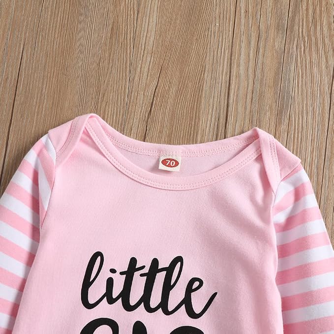 AMAWMW Newborn Baby Girl Little Sister Sleeper Gown Stripe Long Sleeve - Image 6