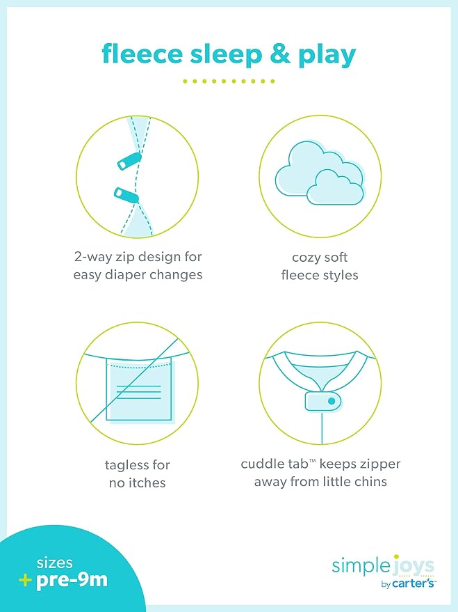 Simple Joys by Carter's Unisex Baby 2-pack Neutral Fleece Footed Sleep and Play - Image 5