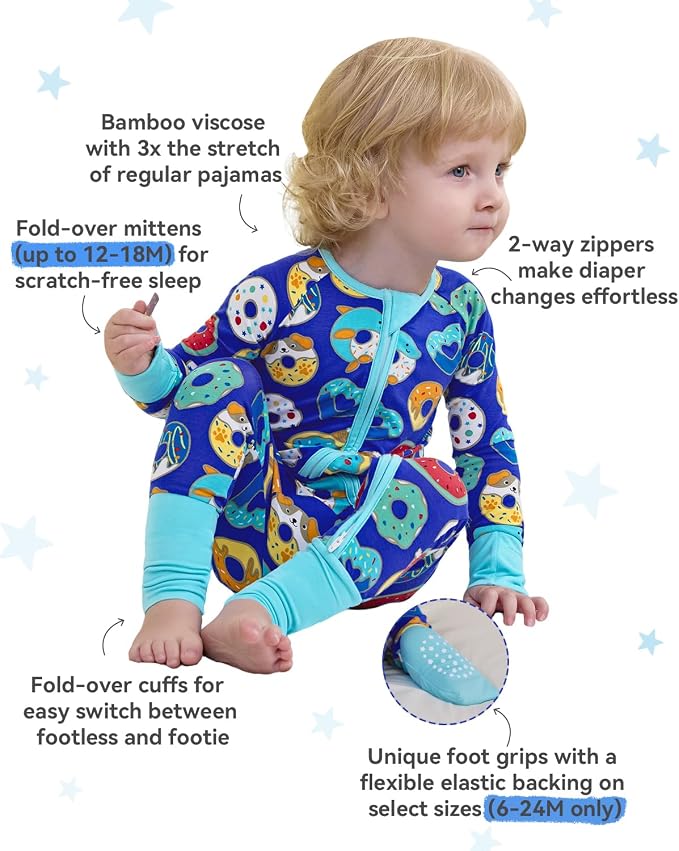 babee Reshinee Bamboo Viscose Baby Footie Pajama, Zipper Sleeper Boys Girls | - Image 3
