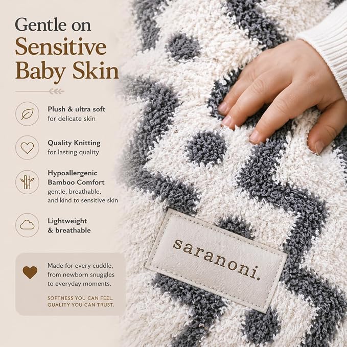 Saranoni Luxury Security Blanket Soft Plush Baby Blanket Mudcloth 20x15 | - Image 2