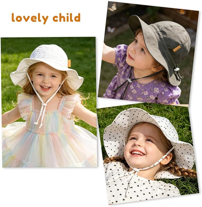 Baby Girl Sun Hat with UPF 50+ Outdoor Adjustable Toddler Beach Hat with Wide - Image 7