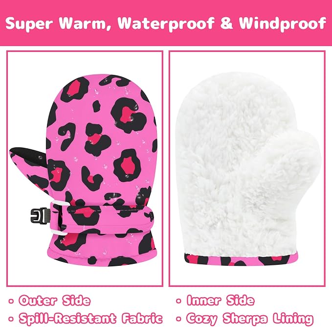 Olreco Baby Toddler Mittens Waterproof Infant Baby Winter Mittens Toddler Snow - Image 5