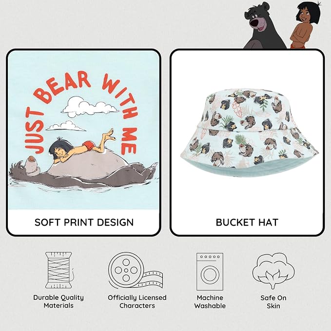 Disney Baby Boys' 2-Piece Romper and Bucket Hat Set Newborn to Infant - Image 6