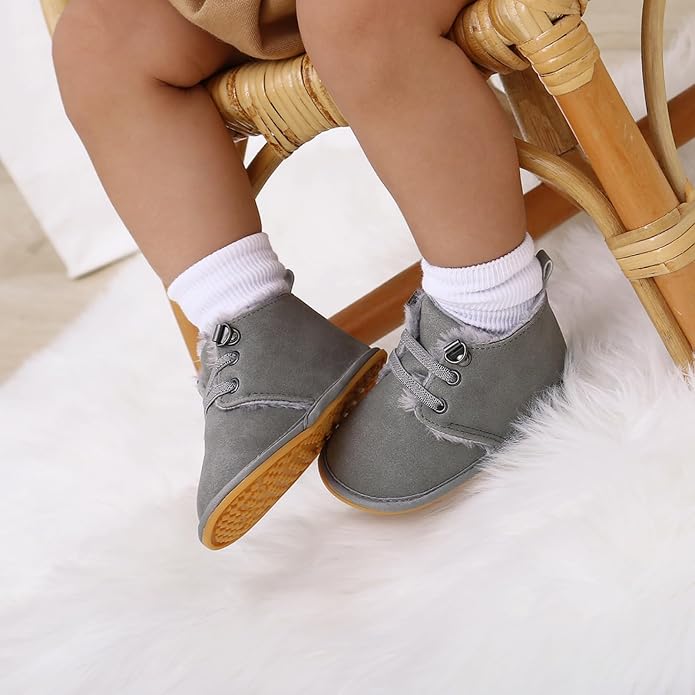 Baby Boys Girls Booties Fleece Anti-Slip Soft Sole Boots Toddler First Walker - Image 2