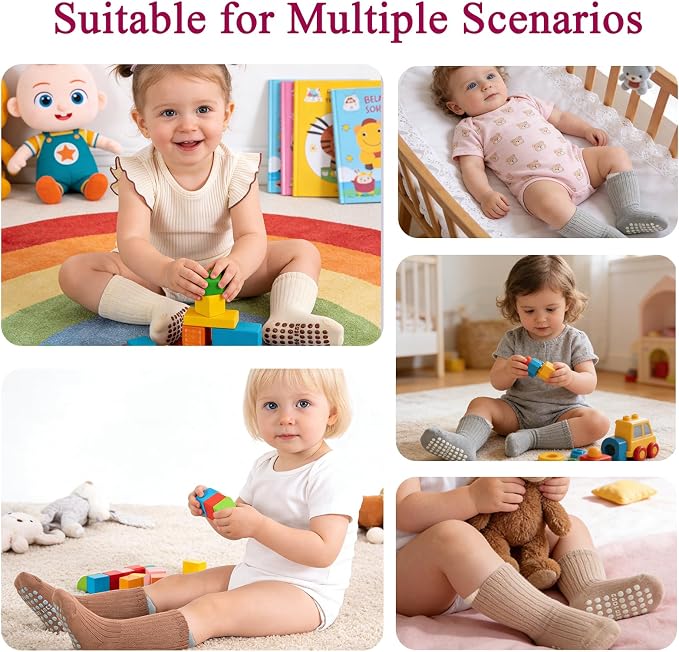 8 Pairs Baby Toddler Socks Non-Slip Grip Socks - Image 2