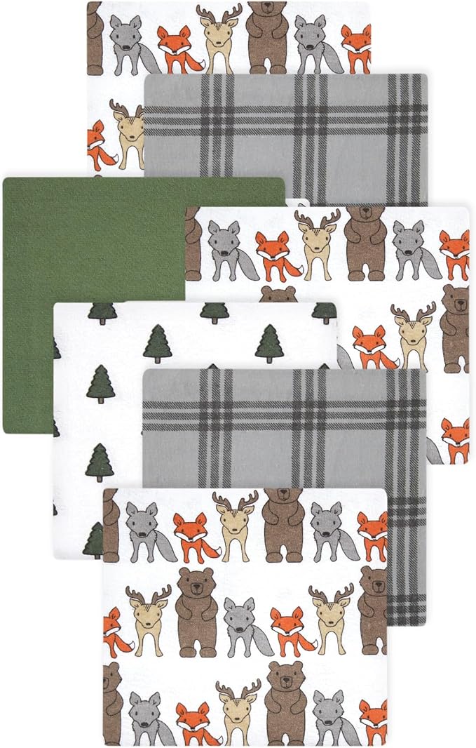 Little Treasure Hudson Baby Cotton Poly Flannel Receiving Blankets Multipack by HudsonBaby