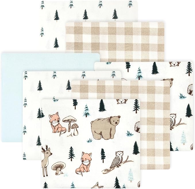 Little Treasure Hudson Baby Cotton Poly Flannel Receiving Blankets Multipack by HudsonBaby