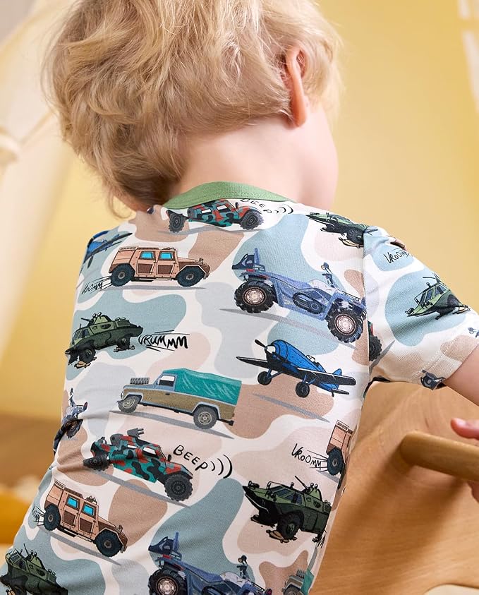 babee Reshinee Bamboo Viscose Toddler Boys Pajamas Set, Short Sleeve Kids - Image 3