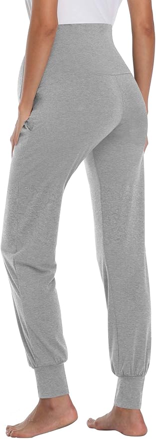 AMPOSH Women's Maternity Pants Stretchy Lounge Workout Pants Casual Loose Comfy Pregnancy Joggers with Pockets