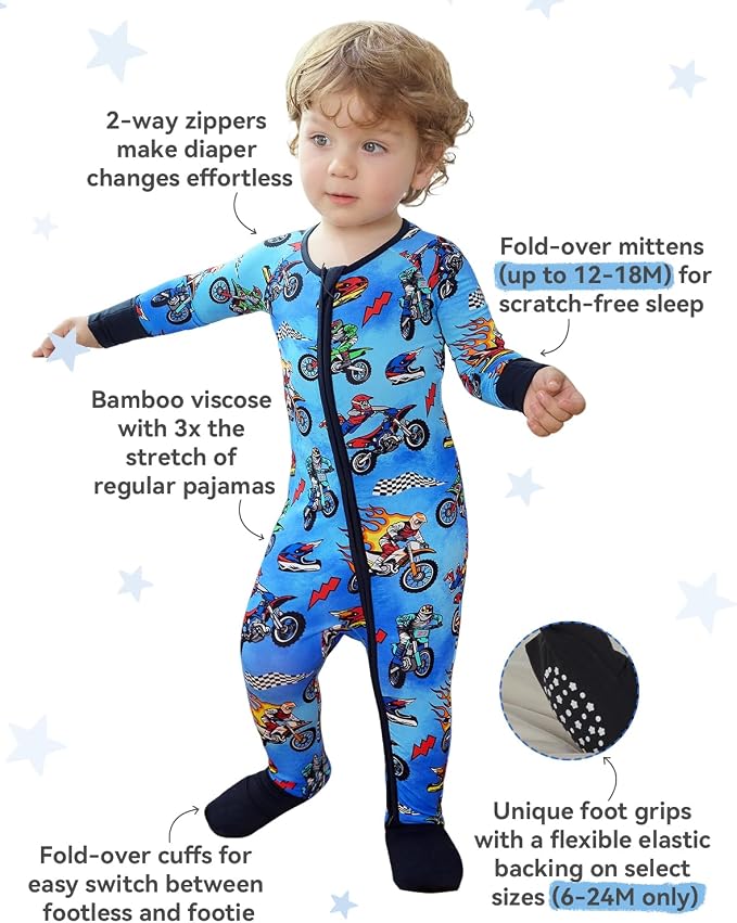 babee Reshinee Bamboo Viscose Baby Footie Pajama, Zipper Sleeper Boys Girls | - Image 3
