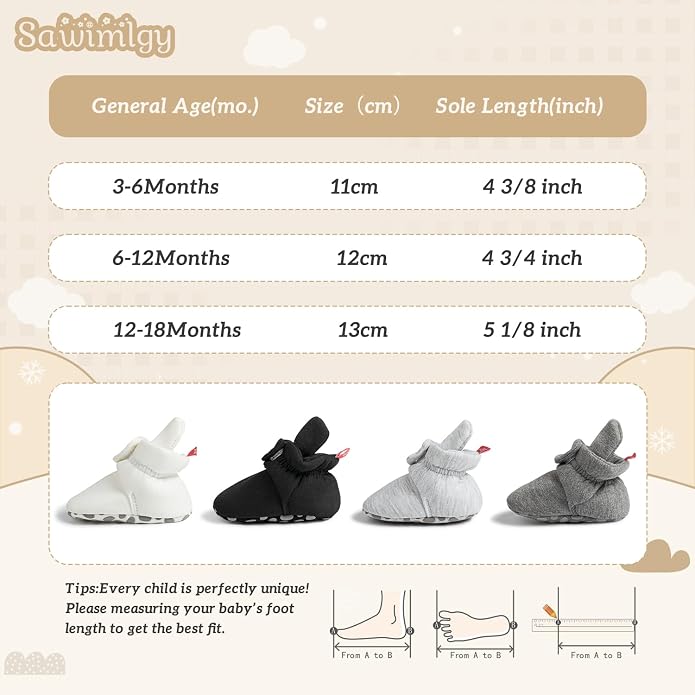 Sawimlgy Newborn Infant Baby Girl Boy Cotton Booties Stay On Sock Slippers Soft - Image 6