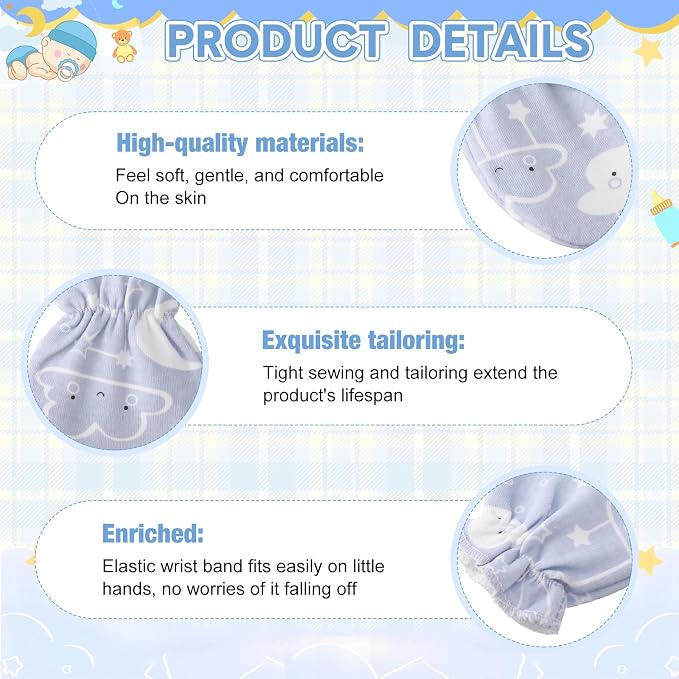 Geyoga 40 Pairs Newborn Baby No Scratch Mittens | Newborn Infant Toddler Mittens - Image 4