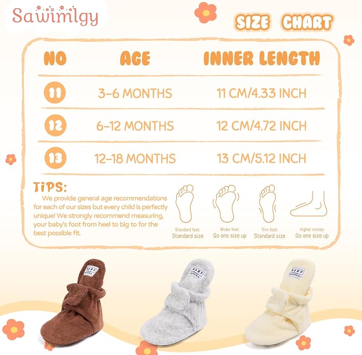 Sawimlgy Newborn Infant Baby Girl Boy Cotton Booties Stay On Sock Slippers Soft - Image 6