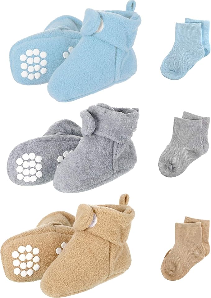 SATINIOR 3 Pairs Unisex Cozy Fleece Baby Booties by SATINIOR