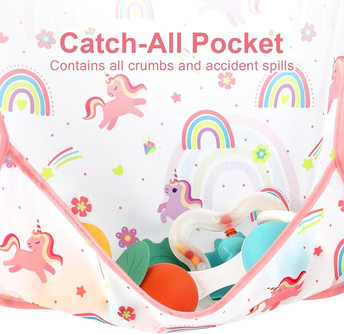 Accmor 4 Pack Long Sleeve Bibs, Baby Smock Waterproof Full Sleeved Bib - Image 4